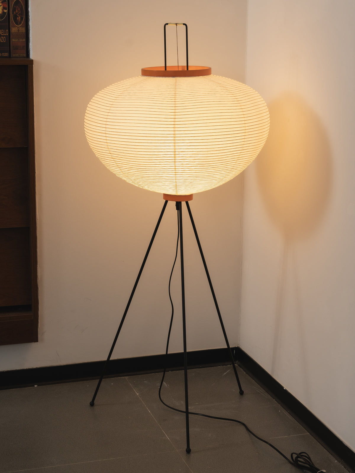 Handcrafted Paper Shade Tripod Standing Lamp 20 in White for Living Room Bedroom Reading Nook Accent Light Japandi Minimalist Decor | Thomler