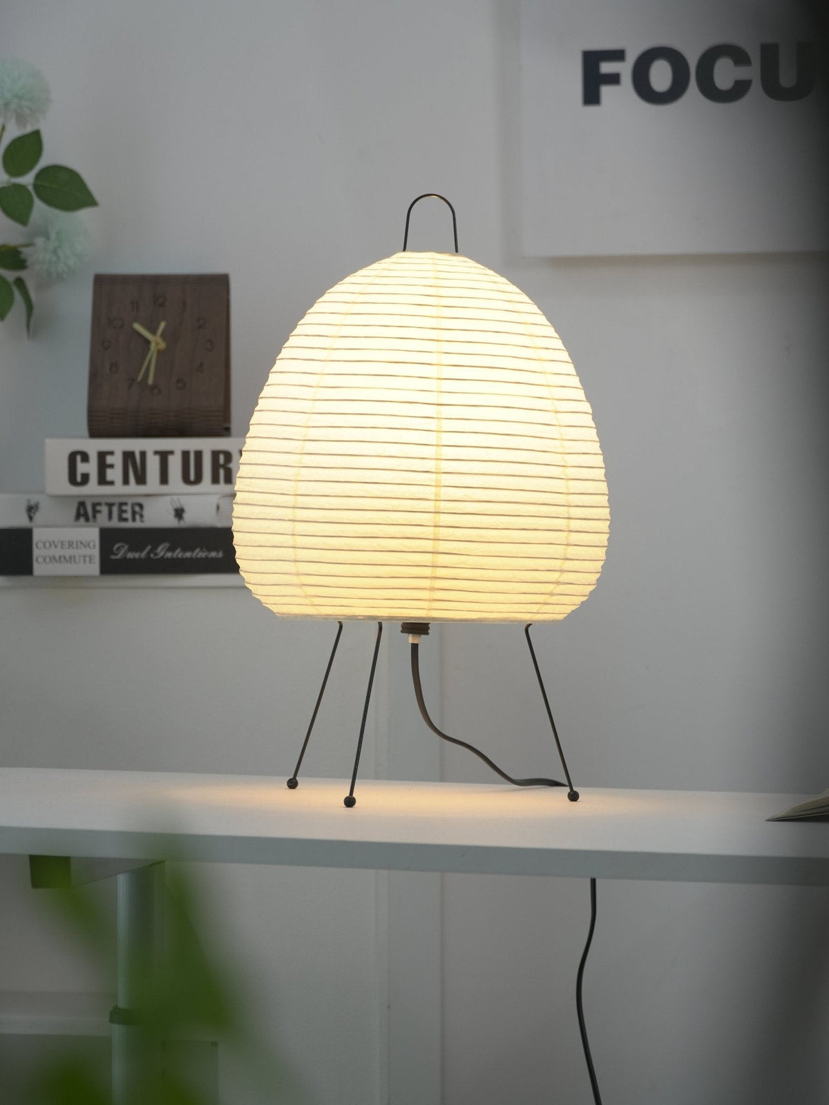 Lámpara de acento con pantalla de papel hecha a mano, 10 pulgadas de ancho, luz nocturna LED de brillo cálido para dormitorio, oficina, escritorio, rincón de lectura, estilo minimalista japonés