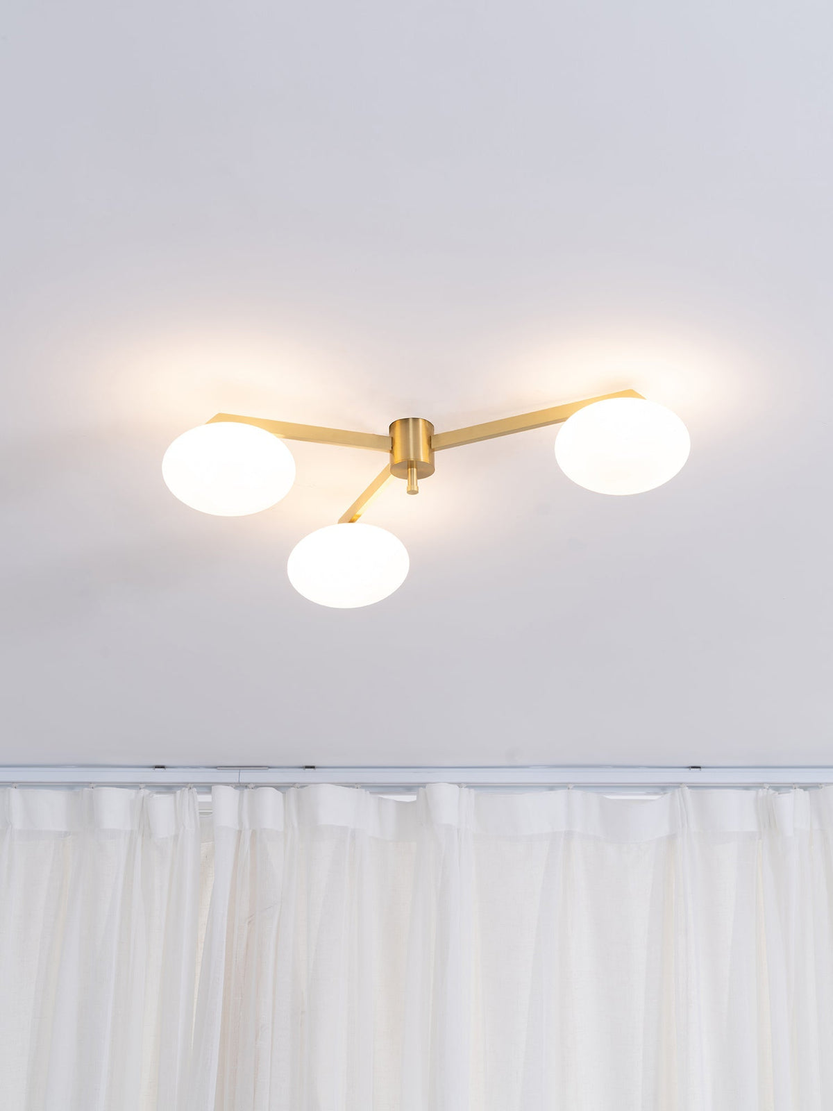 Five-Arm Flush Mount Ceiling Fixture with Milky White Shades in Warm Gold Finish for Kitchen Island Bedroom Hallway Entry Foyer Low Profile | Thomler