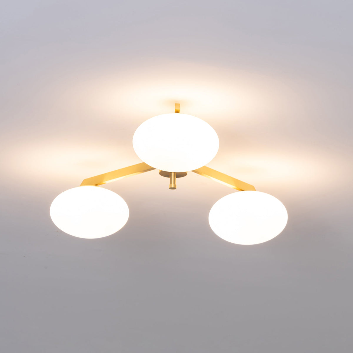 Five-Arm Flush Mount Ceiling Fixture with Milky White Shades in Warm Gold Finish for Kitchen Island Bedroom Hallway Entry Foyer Low Profile | Thomler