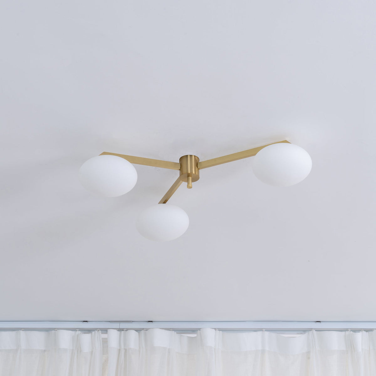 Five-Arm Flush Mount Ceiling Fixture with Milky White Shades in Warm Gold Finish for Kitchen Island Bedroom Hallway Entry Foyer Low Profile | Thomler