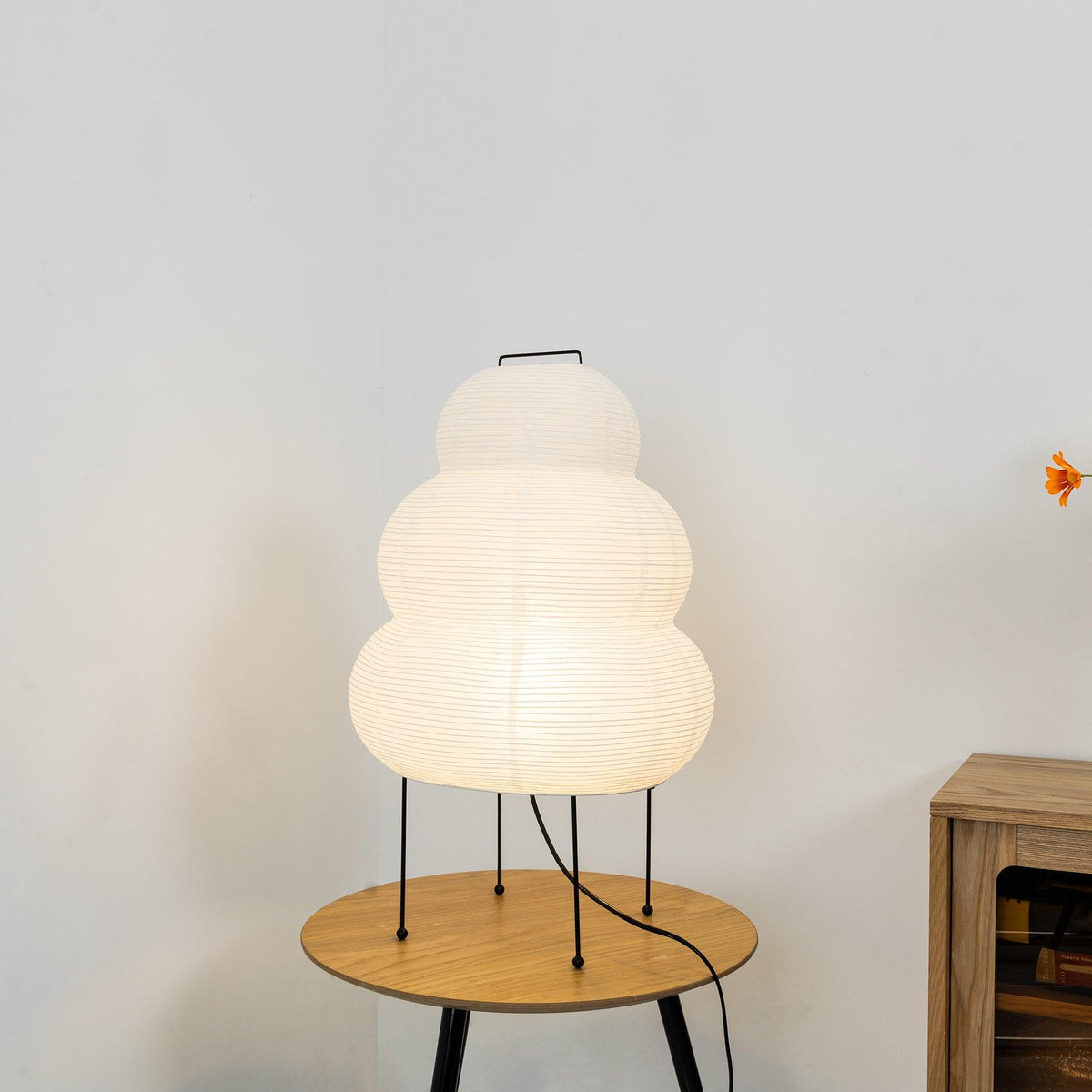 Lámpara de acento con pantalla de papel hecha a mano, 10 pulgadas de ancho, luz nocturna LED de brillo cálido para dormitorio, oficina, escritorio, rincón de lectura, estilo minimalista japonés