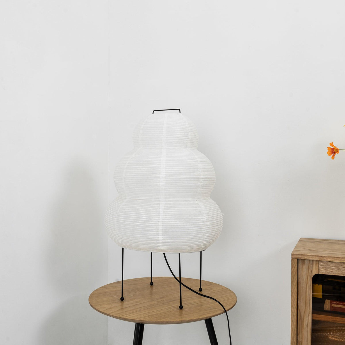 Lámpara de acento con pantalla de papel hecha a mano, 10 pulgadas de ancho, luz nocturna LED de brillo cálido para dormitorio, oficina, escritorio, rincón de lectura, estilo minimalista japonés