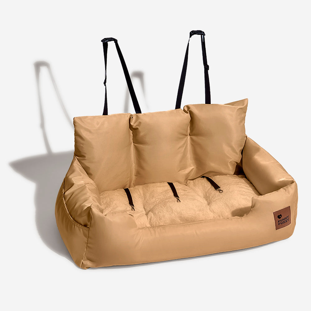 Funda de asiento de coche para perros – Hamaca de viaje acolchada para perros medianos y grandes con correas de seguridad y bolsillos de almacenamiento