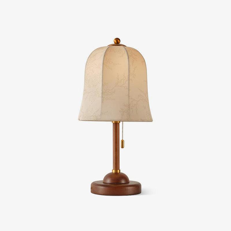 Nightstand Lamp with Fabric Shade 9-Inch Dimmable Task Light Copper Walnut Finish Bedroom Reading Side Table Lighting Home Decor | Thomler