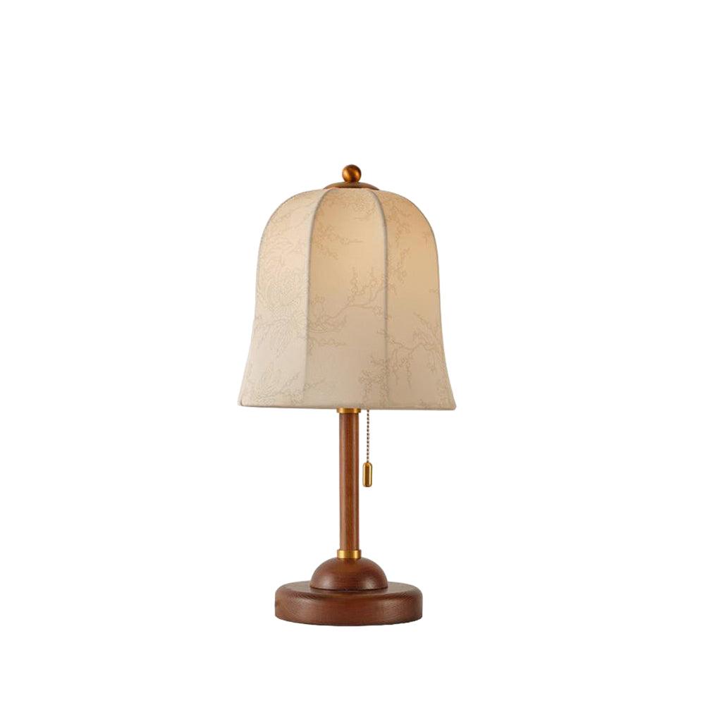 Nightstand Lamp with Fabric Shade 9-Inch Dimmable Task Light Copper Walnut Finish Bedroom Reading Side Table Lighting Home Decor | Thomler