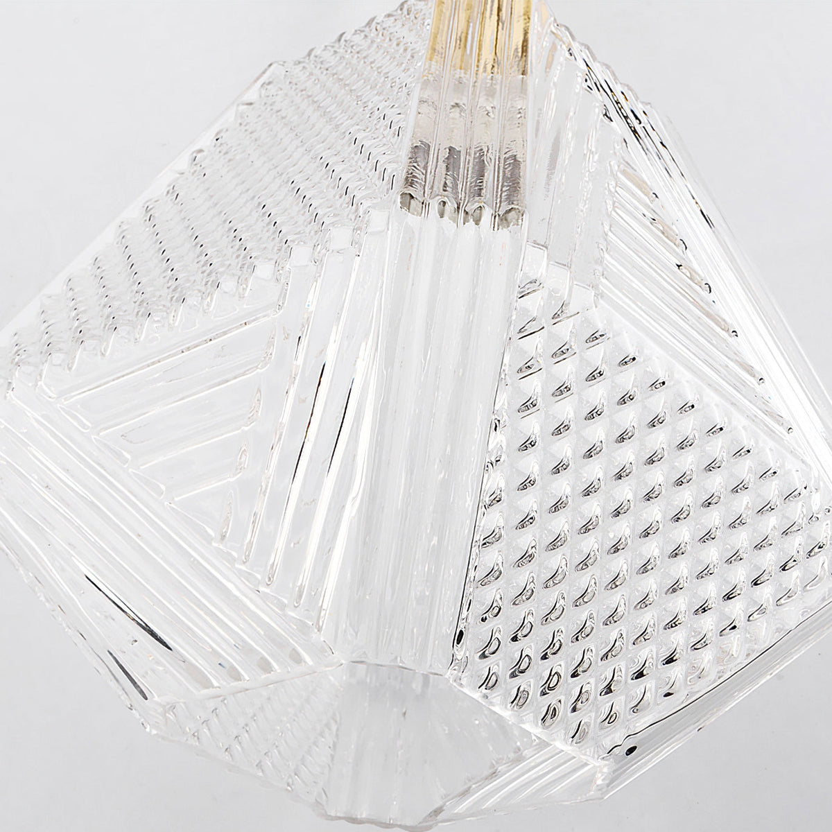 Geometric Glass Pendant Light with Faceted Shade | Polished Metal Hanging Fixture for Kitchen Island Entryway Breakfast Nook Hallway | Thomler