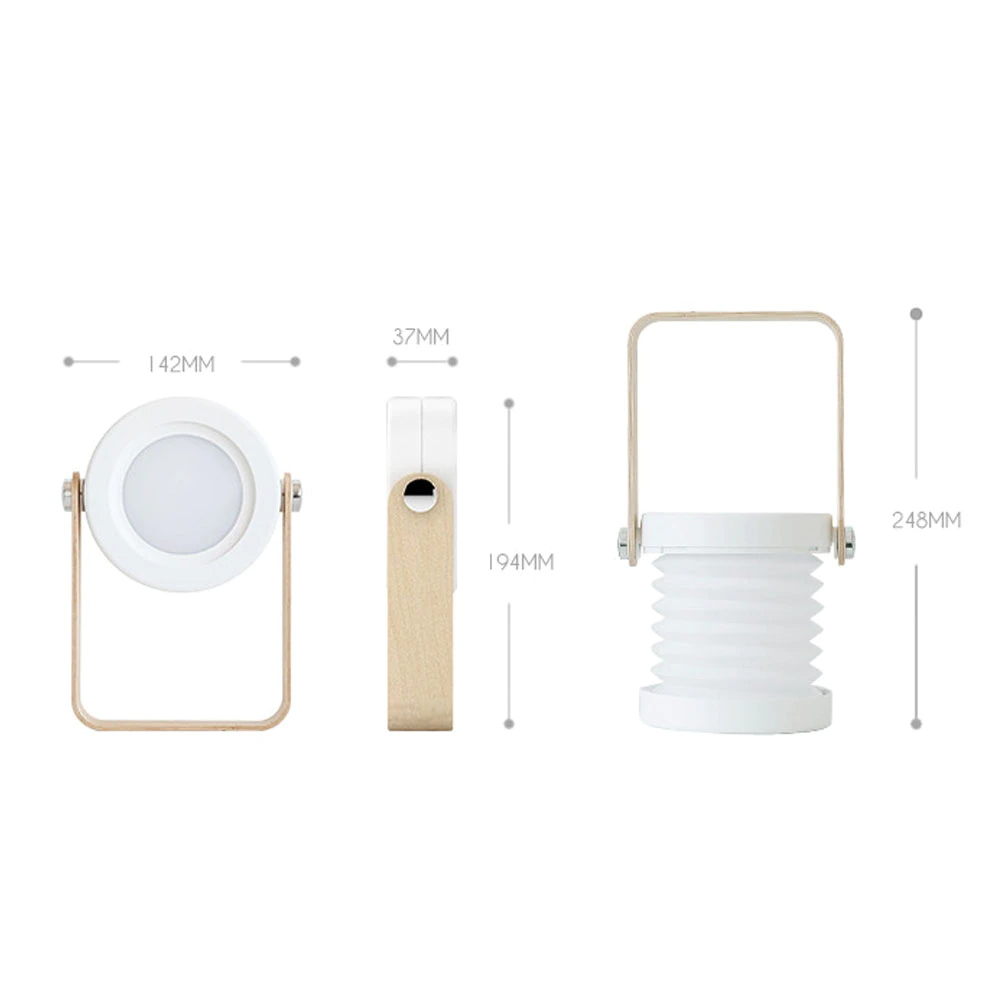 Draadloze LED-nachtkastlamp 19,3 cm hout & wit, oplaadbare draagbare USB-leeslamp, dimbaar, aanraakbediening, moderne accentverlichting voor B | Thomler