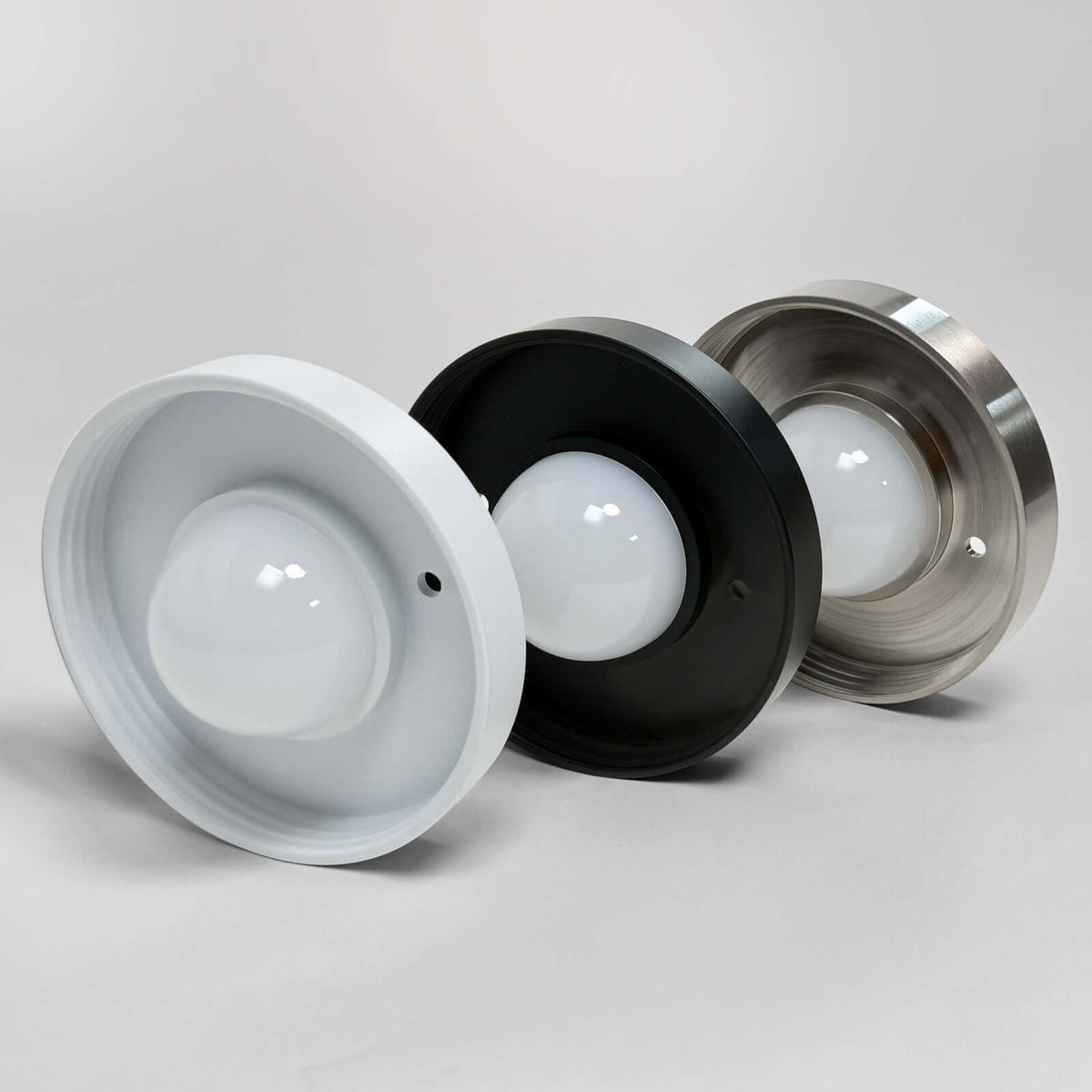 Metalen LED-accentverlichting voor wanden en plafonds – 5 inch armatuur met ribbeltextuur in wit, amber, grijs – Moderne binnen- en buitenwandlamp voor gangen