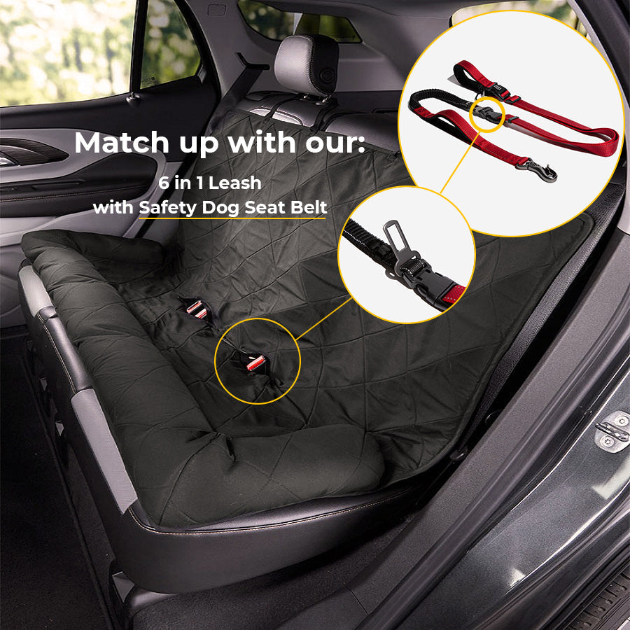 Padded Pet Car Seat Cover Protector with Bolsters for Back Seat – Quilted Waterproof Auto Bench Liner for Dogs & Cats
