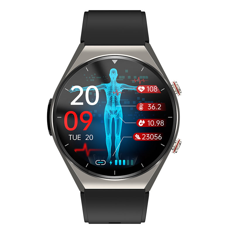 Gesundheitsüberwachungs-Smartwatch mit Glukose-Tracker, Herzfrequenz-, EKG-, Blutdruck- und HRV-Sensor für tägliches Wohlbefinden und Fitness