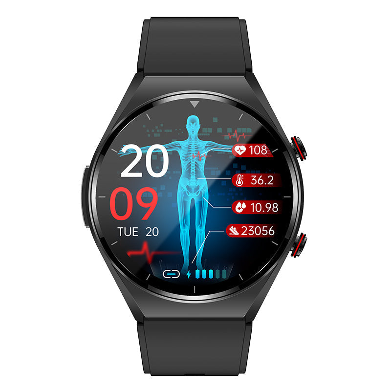 Gesundheitsüberwachungs-Smartwatch mit Glukose-Tracker, Herzfrequenz-, EKG-, Blutdruck- und HRV-Sensor für tägliches Wohlbefinden und Fitness