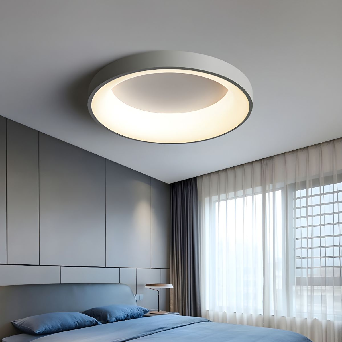 Round Flush Mount LED Fixture Iron Acrylic Low Profile for Bedroom Hallway Living Room Kitchen Dining Room Modern Minimalist Slim Design | Thomler