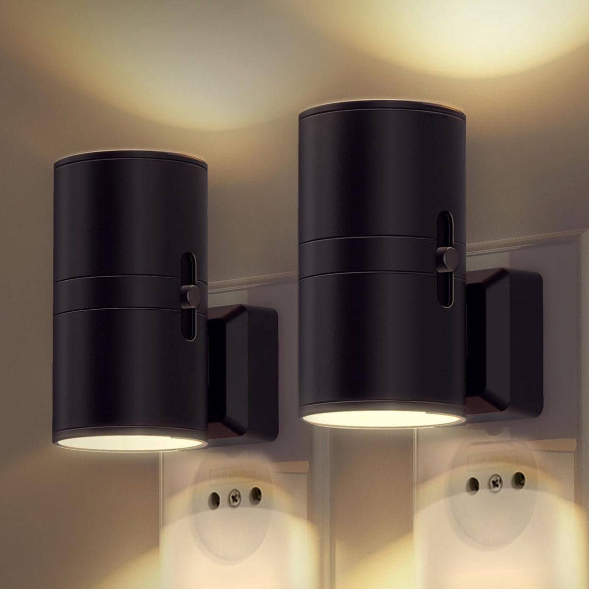 Plug-in dimbaar nachtlampje met automatische sensor – verstelbare led-wandlamp voor slaapkamer, hal en badkamer