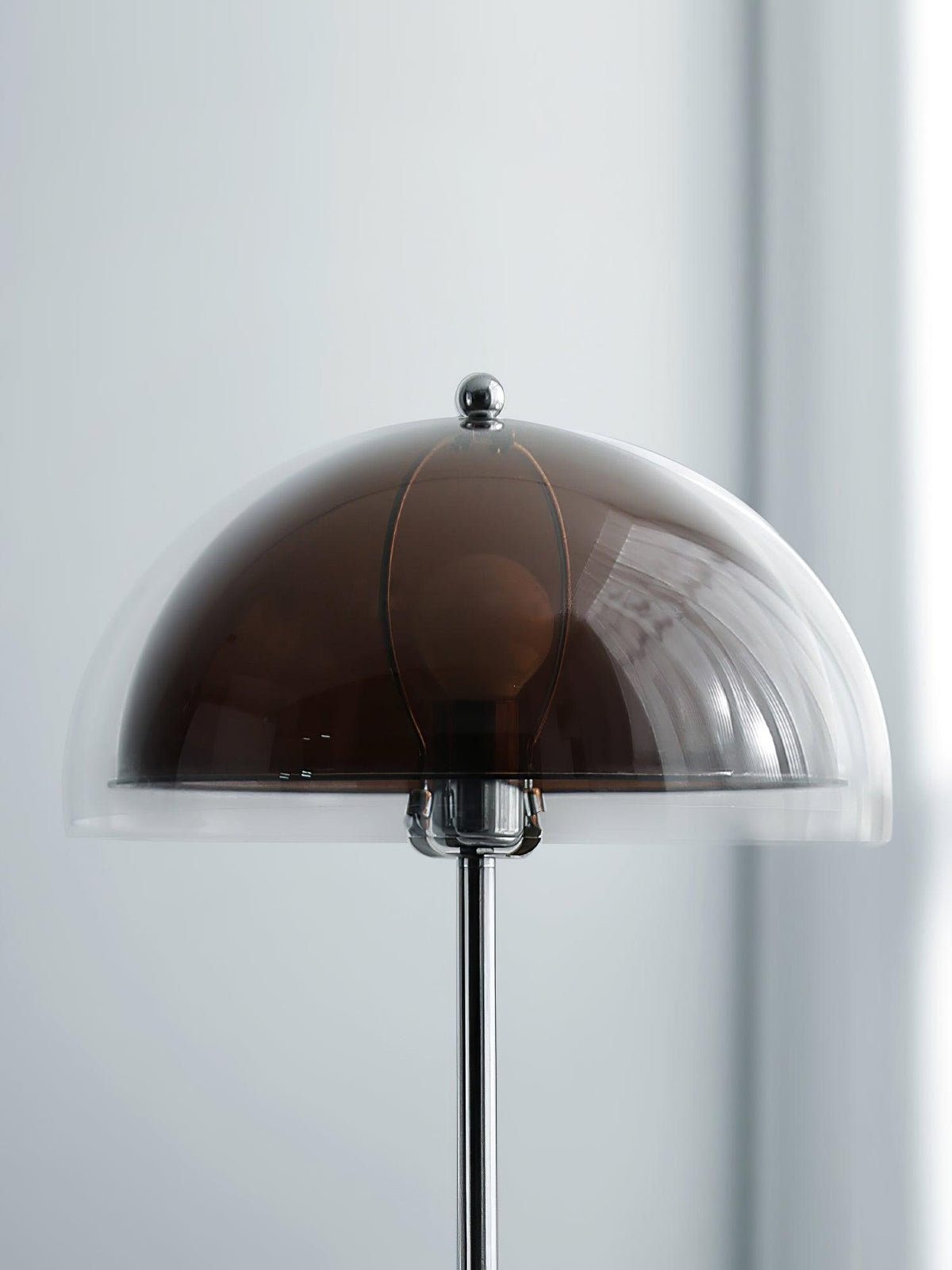 Vloerlamp met dubbellaagse acryldiffuser, 155 cm hoog, voor slaapkamer en kantoor, verchroomde metalen voet, dimbare sfeer- en taakverlichting