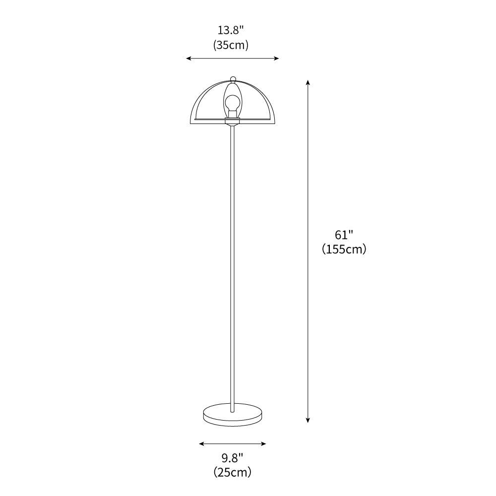 Vloerlamp met dubbellaagse acryldiffuser, 155 cm hoog, voor slaapkamer en kantoor, verchroomde metalen voet, dimbare sfeer- en taakverlichting