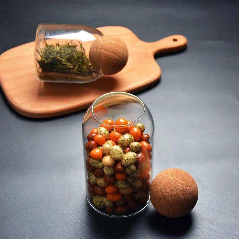 Dreier-Set Vorratsgläser aus Glas mit Korkdeckeln für die Küche, zur Aufbewahrung von Trockenwaren wie Mehl, Zucker, Kaffee, Tee und Gewürzen | Thomler