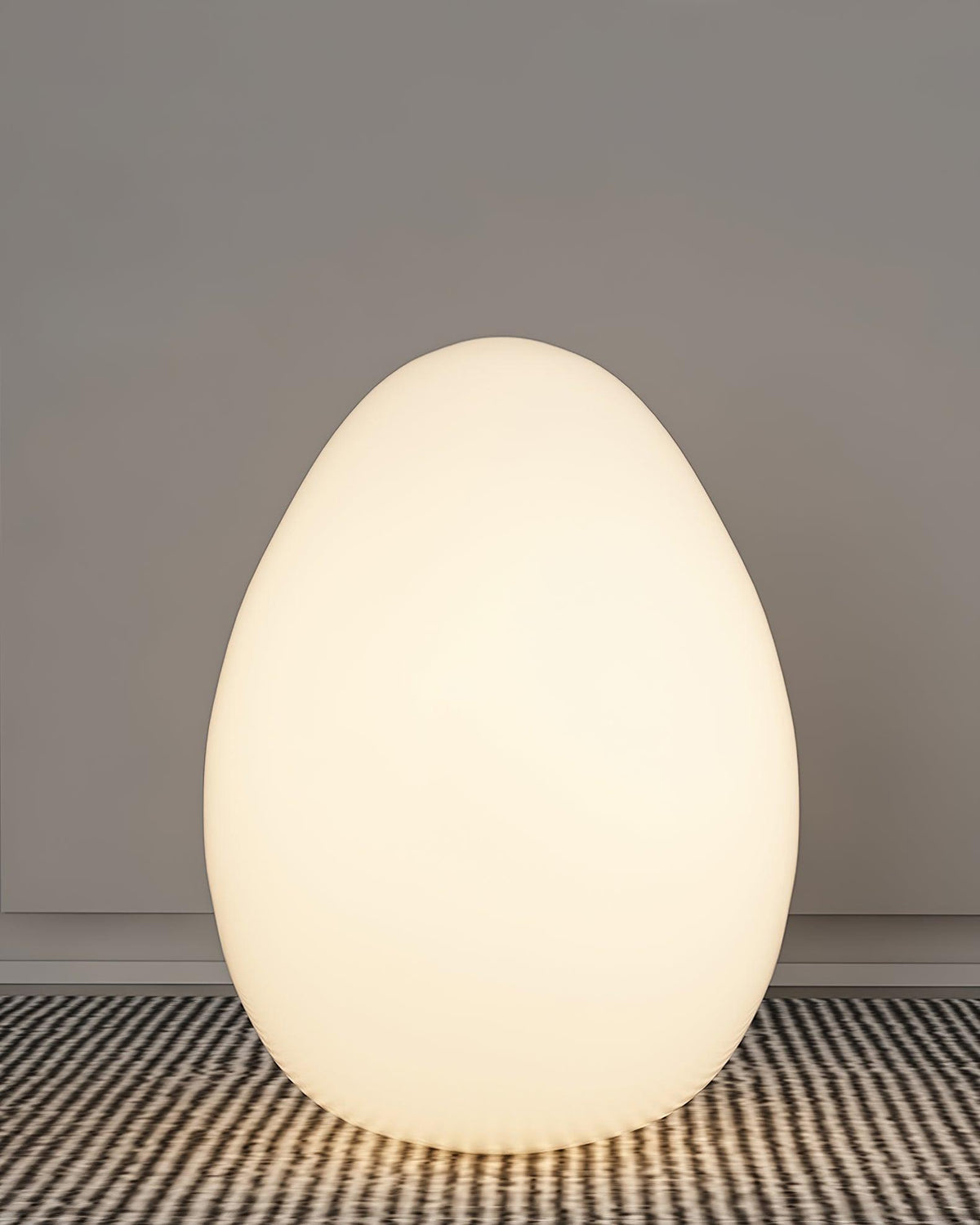 Egg-Shaped LED Mood Lamp 12 in White Polyethylene Shade 3-Mode Light Indoor Outdoor Cordless Rechargeable Accent Light for Living Room Patio | Thomler