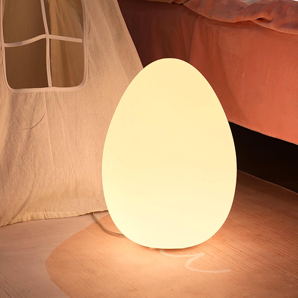 Egg-Shaped LED Mood Lamp 12 in White Polyethylene Shade 3-Mode Light Indoor Outdoor Cordless Rechargeable Accent Light for Living Room Patio | Thomler