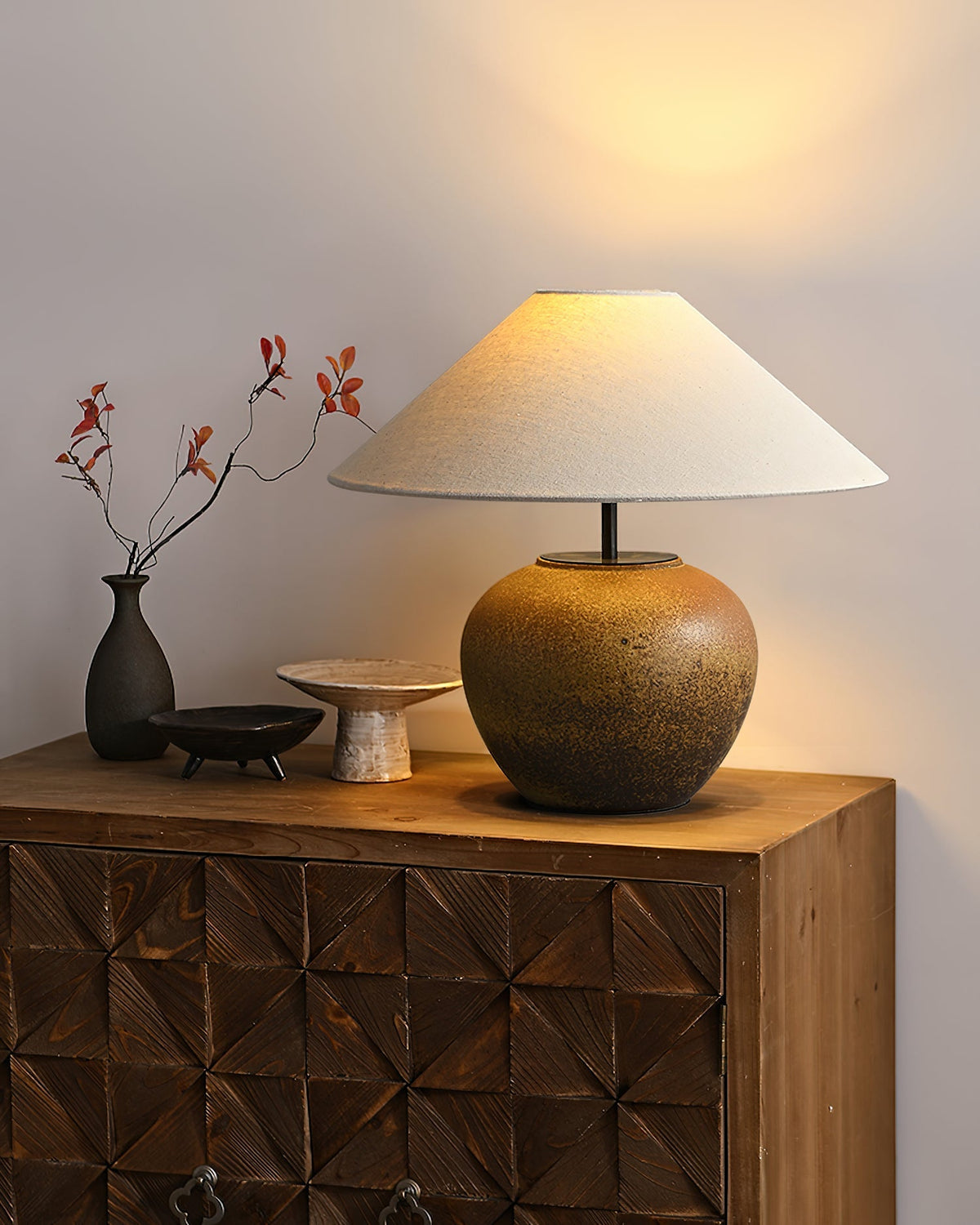 Handcrafted Ceramic Bedside Lamp 16x15 inches White Ambient Light for Bedroom Nightstand Reading Corner Living Room Side Table Desk Accent M | Thomler