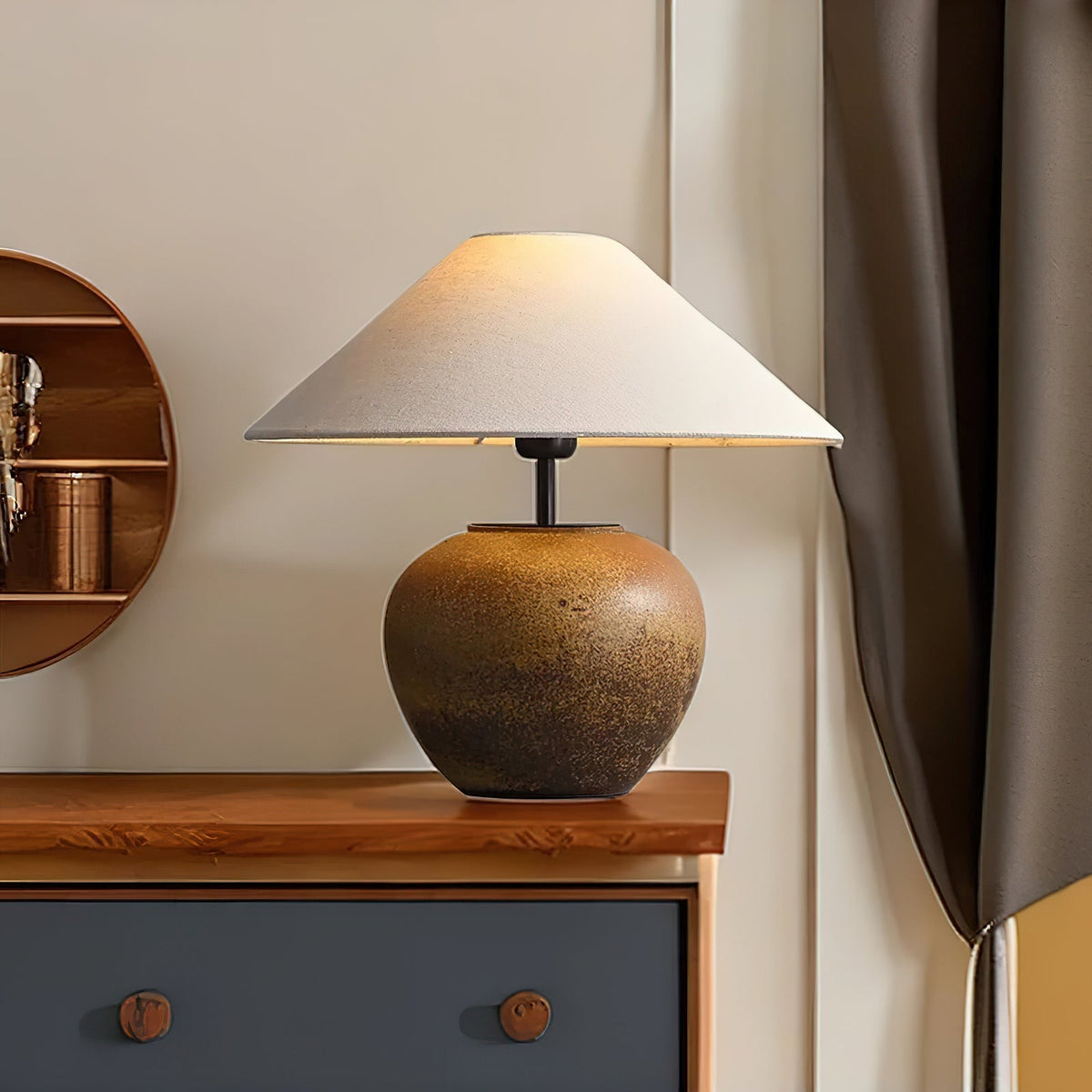 Handcrafted Ceramic Bedside Lamp 16x15 inches White Ambient Light for Bedroom Nightstand Reading Corner Living Room Side Table Desk Accent M | Thomler