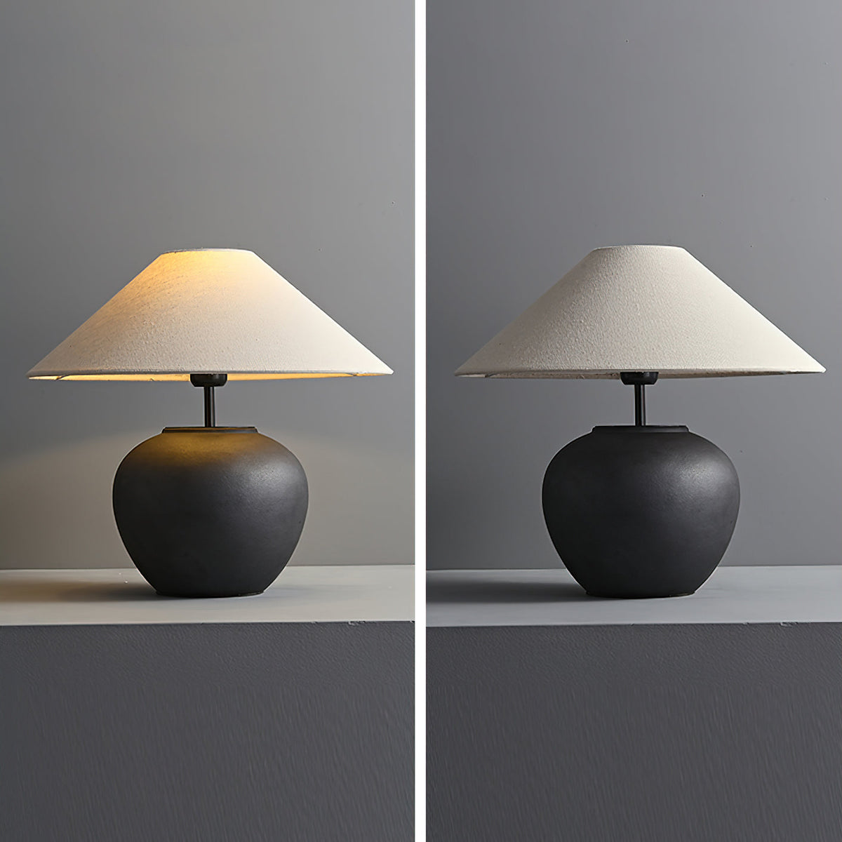 Handcrafted Ceramic Bedside Lamp 16x15 inches White Ambient Light for Bedroom Nightstand Reading Corner Living Room Side Table Desk Accent M | Thomler