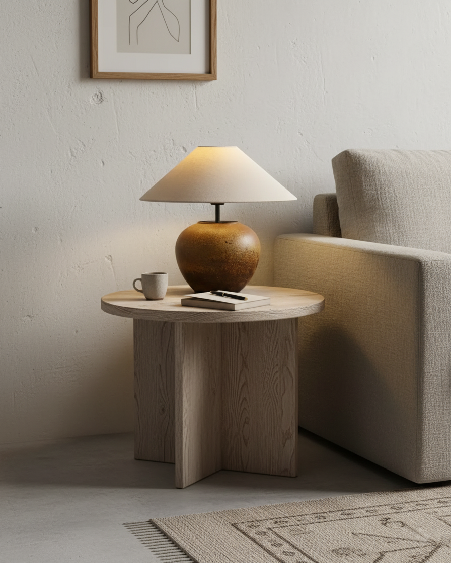 Handcrafted Ceramic Bedside Lamp 16x15 inches White Ambient Light for Bedroom Nightstand Reading Corner Living Room Side Table Desk Accent M | Thomler