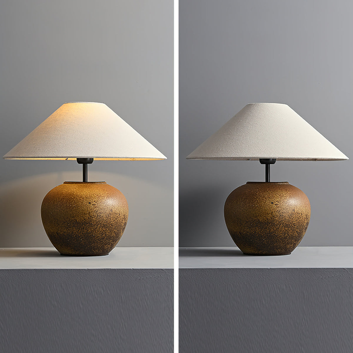 Handcrafted Ceramic Bedside Lamp 16x15 inches White Ambient Light for Bedroom Nightstand Reading Corner Living Room Side Table Desk Accent M | Thomler