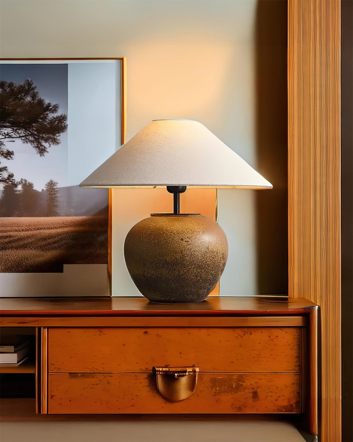 Handcrafted Ceramic Bedside Lamp 16x15 inches White Ambient Light for Bedroom Nightstand Reading Corner Living Room Side Table Desk Accent M | Thomler