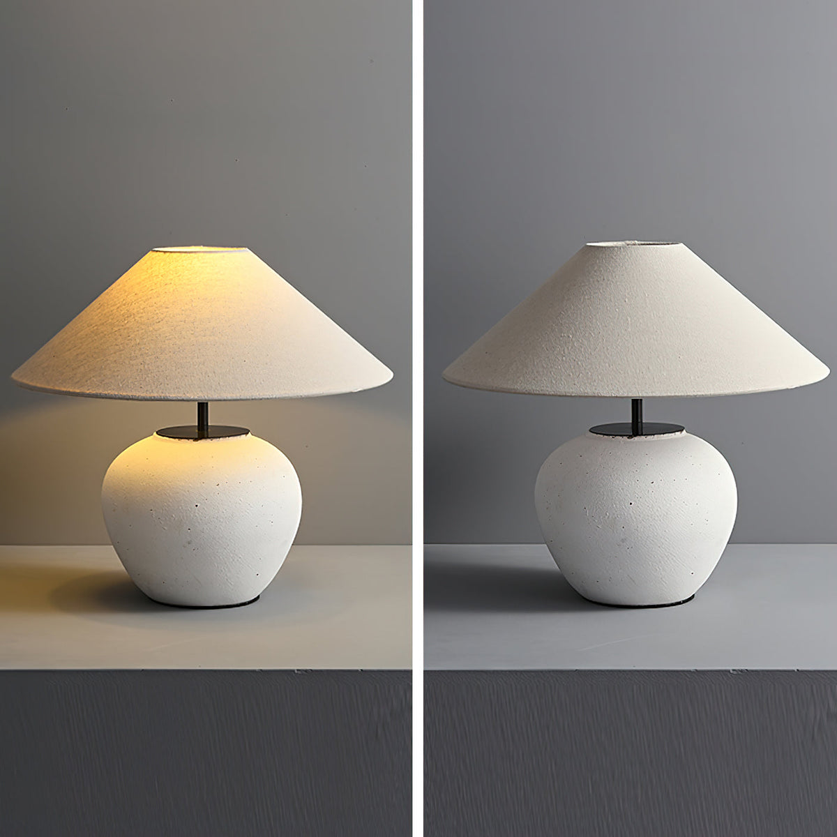 Handcrafted Ceramic Bedside Lamp 16x15 inches White Ambient Light for Bedroom Nightstand Reading Corner Living Room Side Table Desk Accent M | Thomler