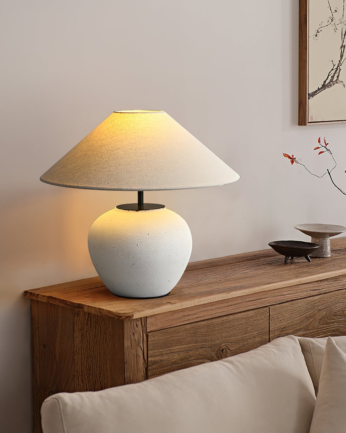 Handcrafted Ceramic Bedside Lamp 16x15 inches White Ambient Light for Bedroom Nightstand Reading Corner Living Room Side Table Desk Accent M | Thomler
