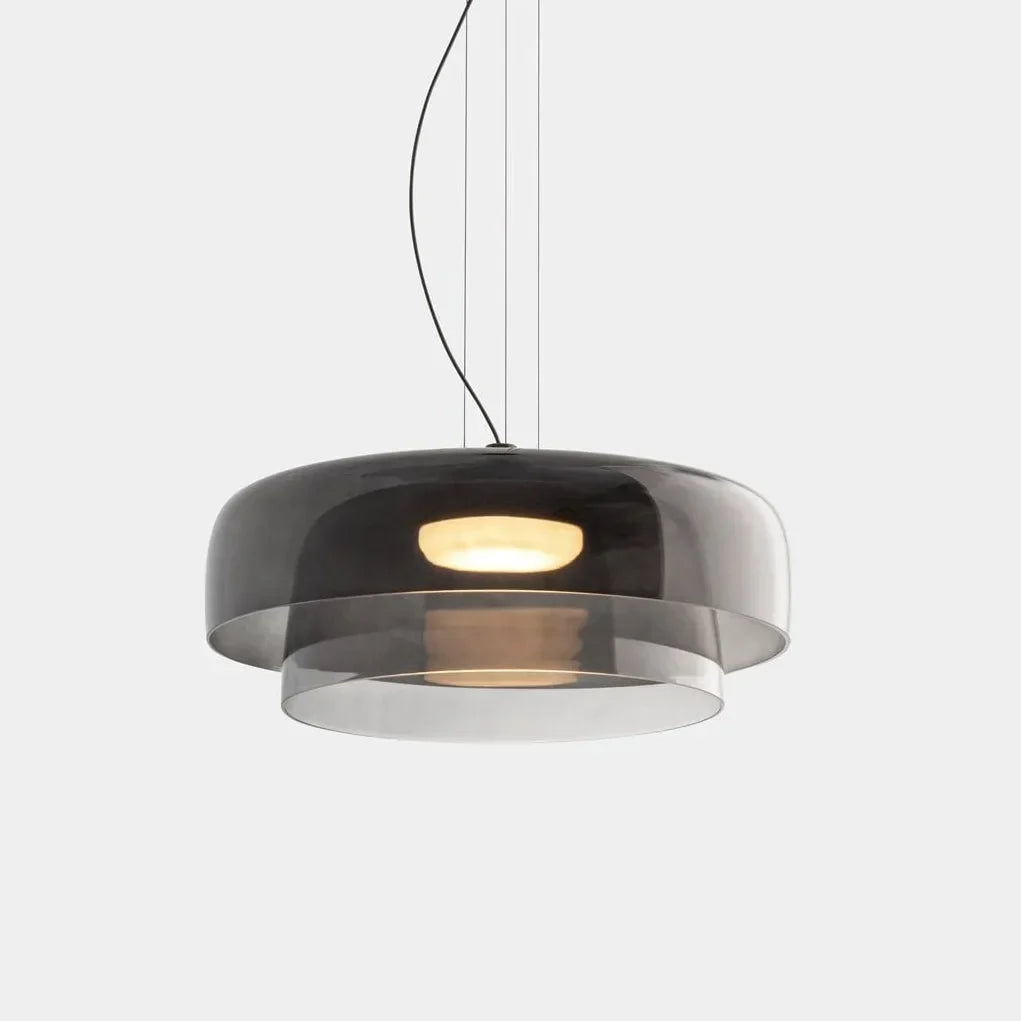 Layered Glass Bowl Ceiling Fixture 10 in Diameter Adjustable Drop Length Multi-Tone Illumination for Kitchens Dining Spaces Living Rooms Mod | Thomler