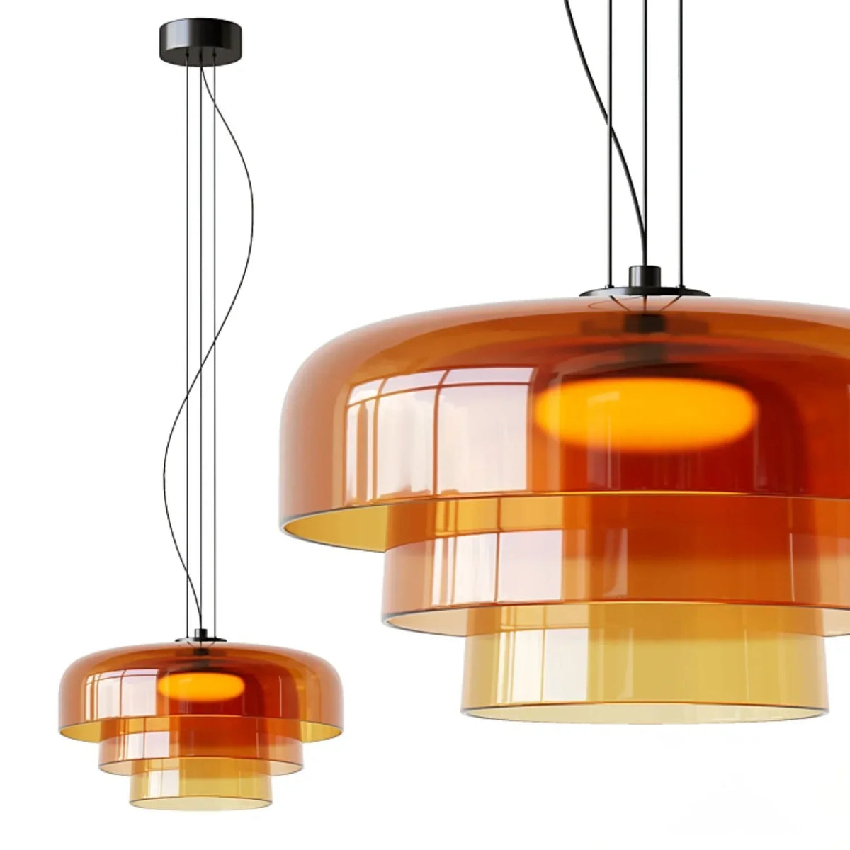 Layered Glass Bowl Ceiling Fixture 10 in Diameter Adjustable Drop Length Multi-Tone Illumination for Kitchens Dining Spaces Living Rooms Mod | Thomler