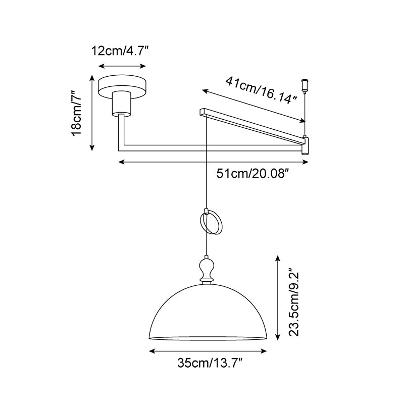 Hanging Ceiling Light Fixture with Walnut Wood Accent and Acrylic Shade 14 Inch Diameter for Kitchen Island Dining Room Table Adjustable Hei | Thomler