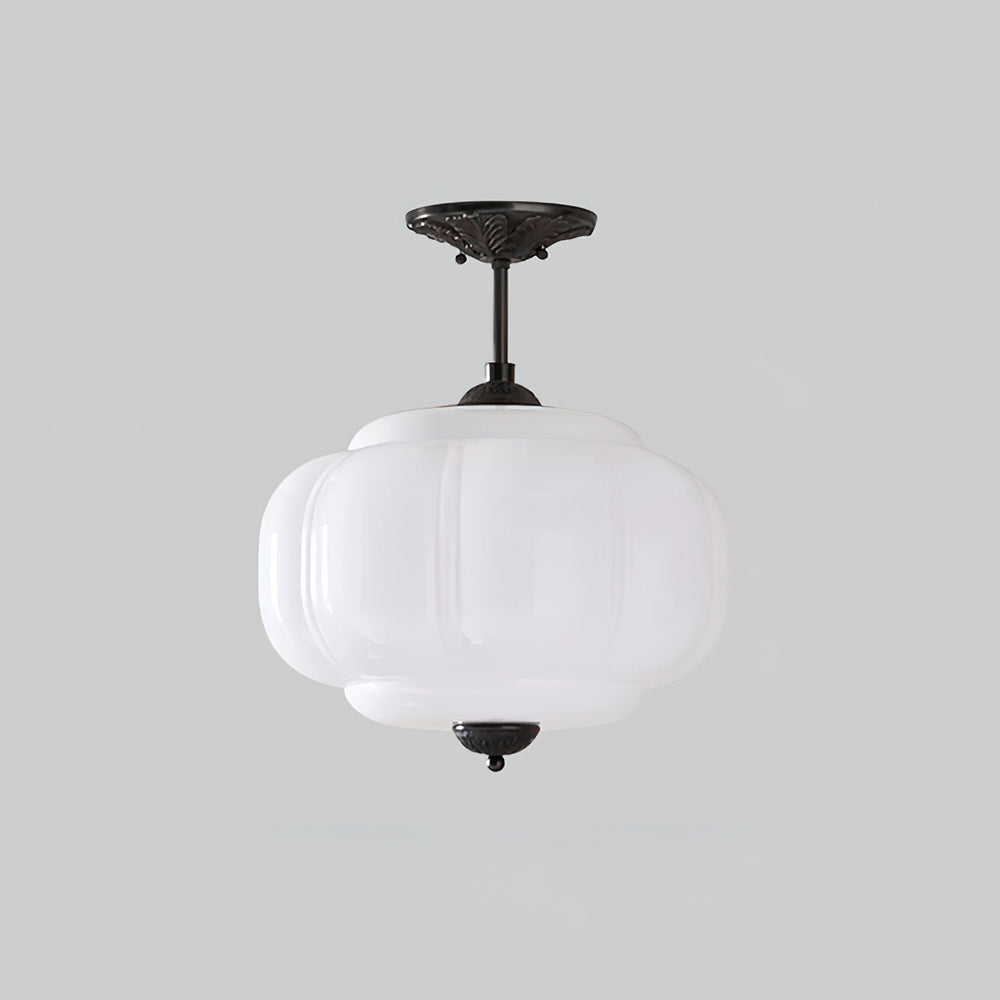 Ceiling Lamp with Textured Glass Dome 15-Inch Adjustable Drop for Countertops Tables Hallways Vintage-Style Overhead Fixture Gold Black Whit | Thomler
