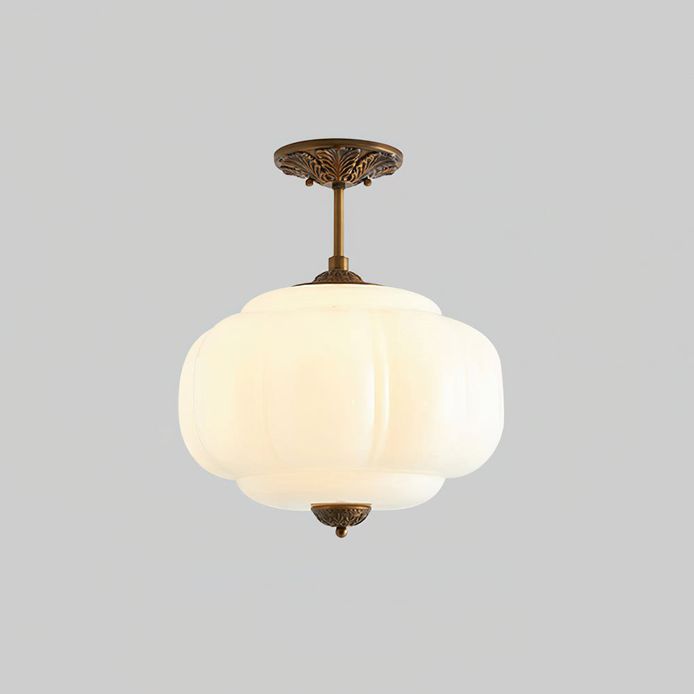 Ceiling Lamp with Textured Glass Dome 15-Inch Adjustable Drop for Countertops Tables Hallways Vintage-Style Overhead Fixture Gold Black Whit | Thomler