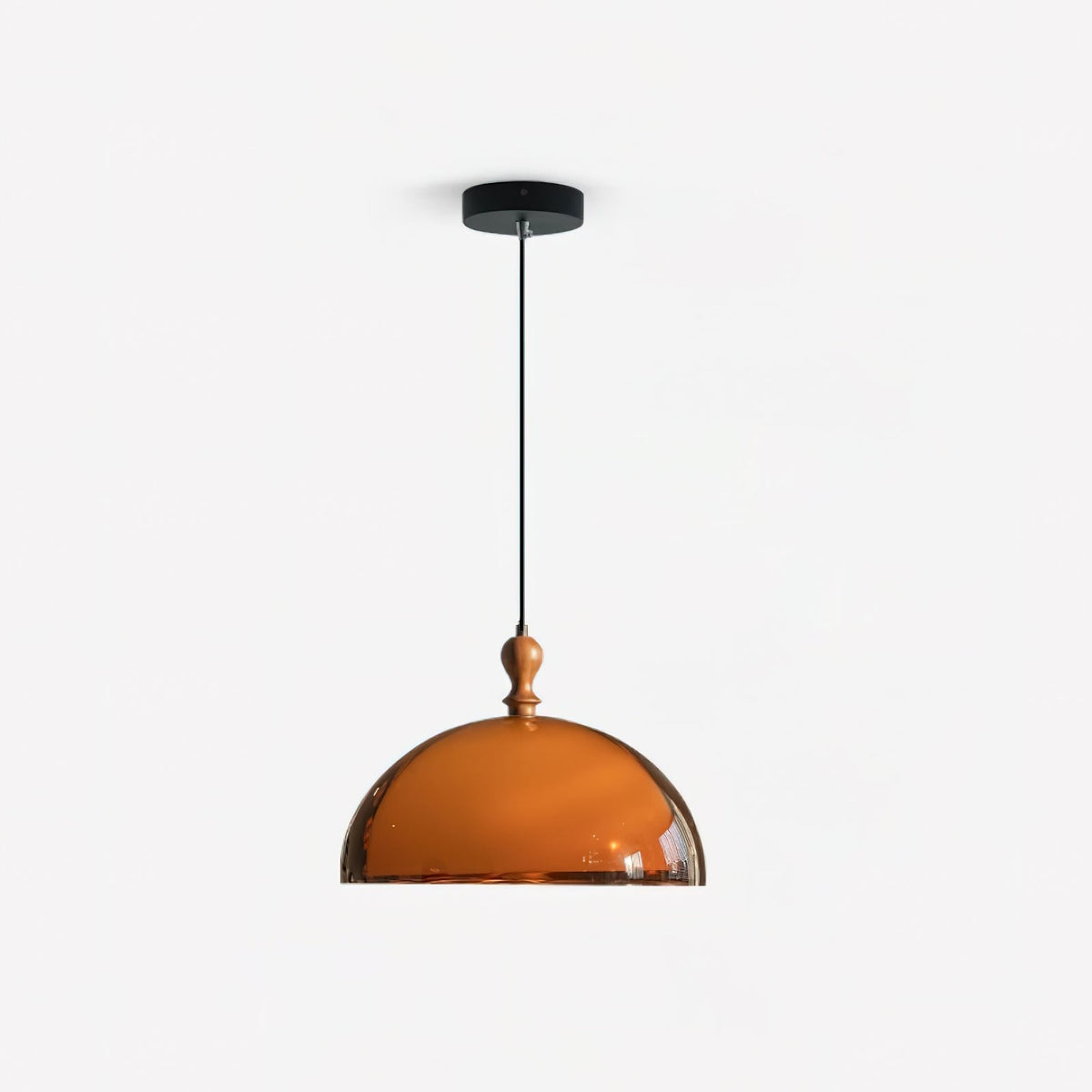 Hanging Ceiling Light Fixture with Walnut Wood Accent and Acrylic Shade 14 Inch Diameter for Kitchen Island Dining Room Table Adjustable Hei | Thomler