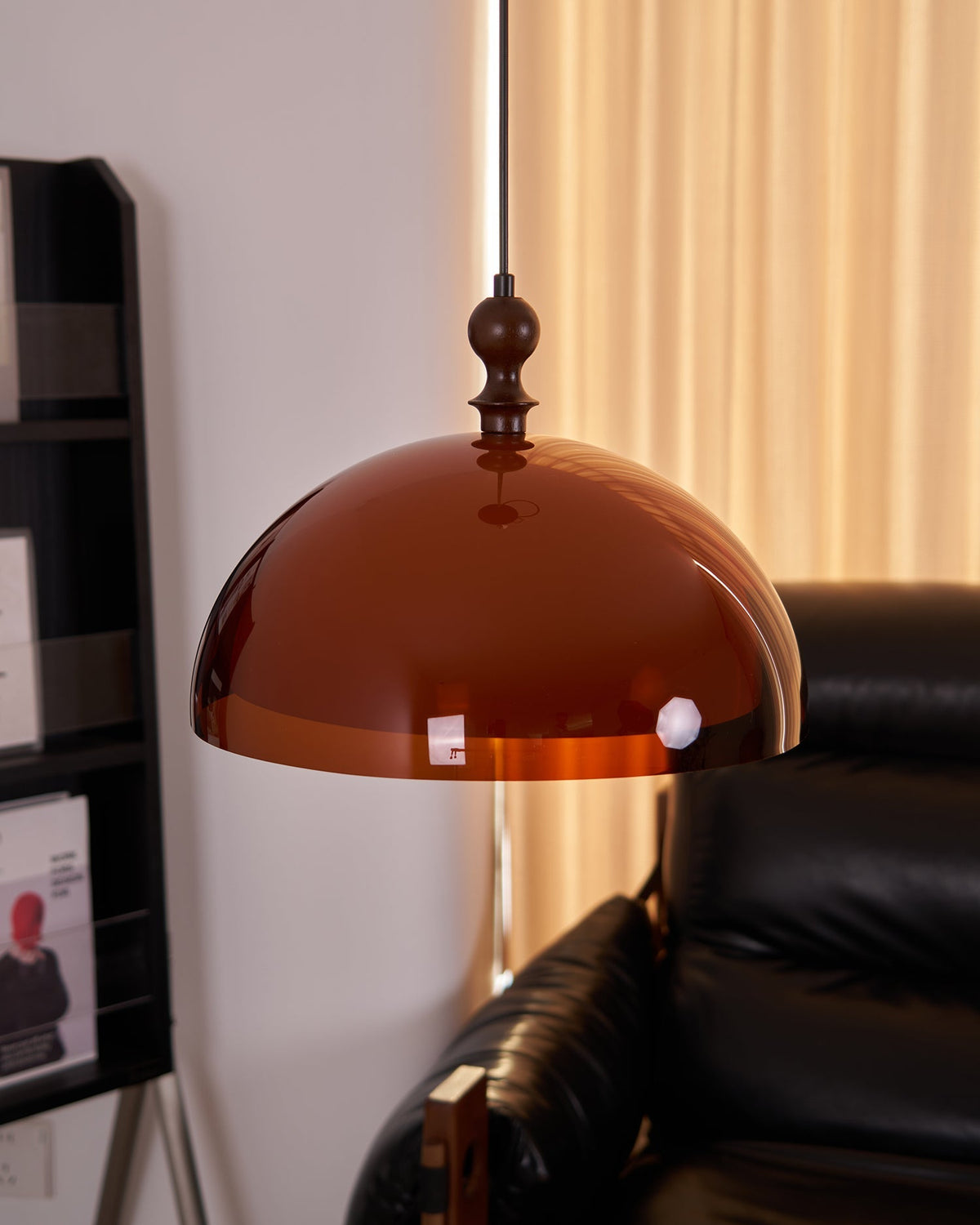 Hanging Ceiling Light Fixture with Walnut Wood Accent and Acrylic Shade 14 Inch Diameter for Kitchen Island Dining Room Table Adjustable Hei | Thomler