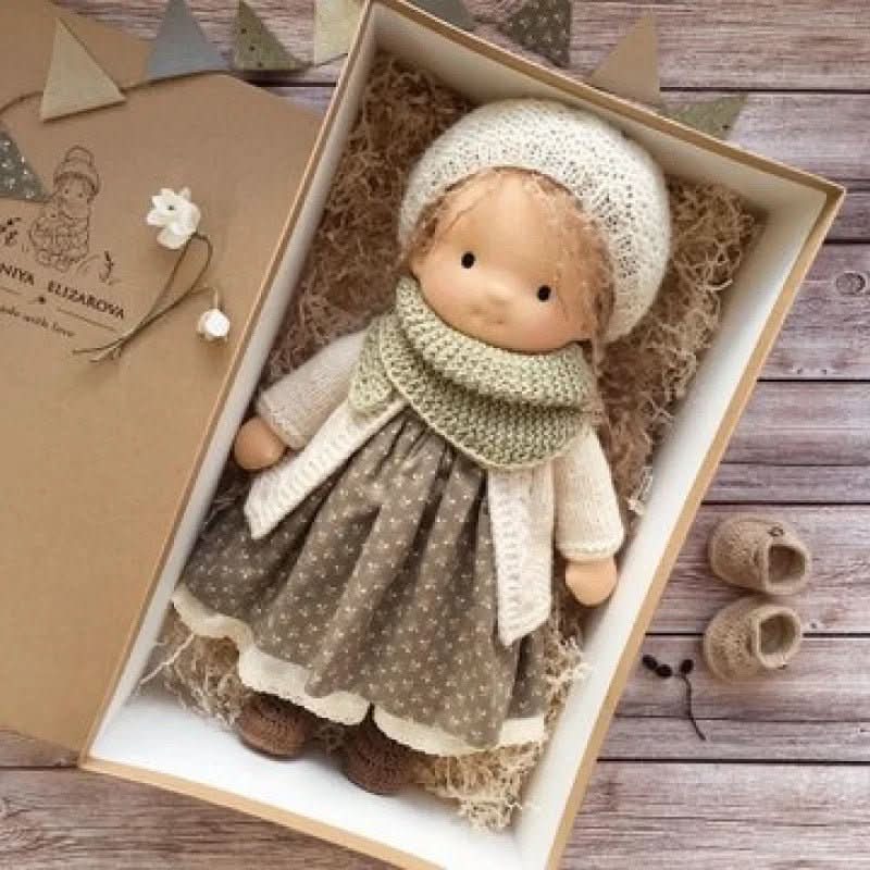 Handmade Cotton Waldorf Doll – Soft Cloth Baby Doll for Toddlers & Preschoolers – Natural Fabric Stuffed Toy for Imaginative Play, Sensory