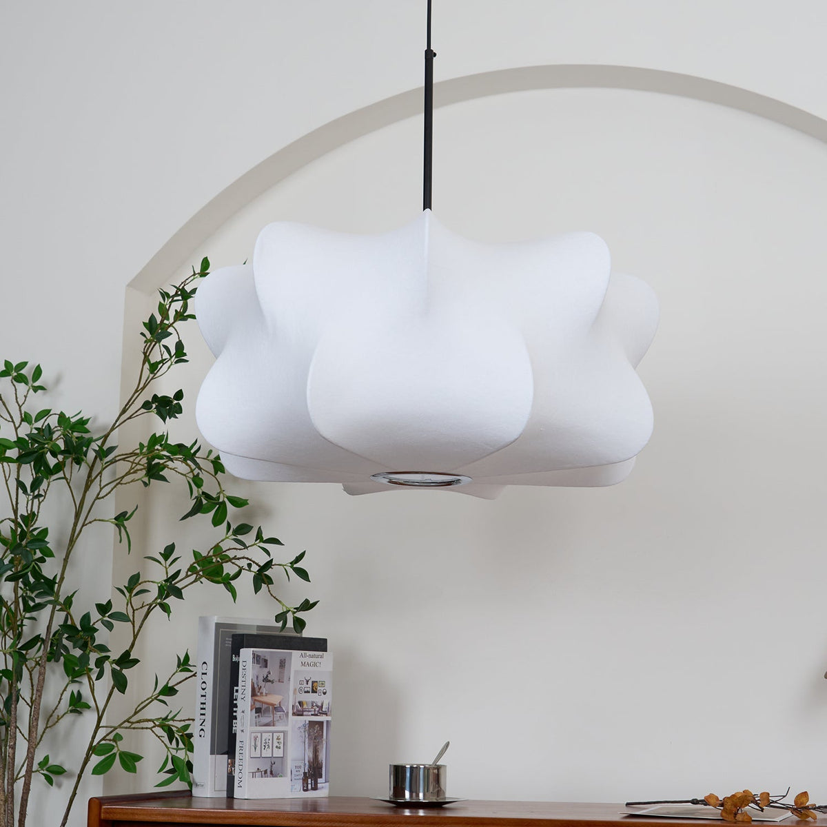 Lámpara colgante de 3 luces Silk Cloud, blanca, 24 pulgadas, montaje en techo ajustable, E27, para comedor, sala de estar, cocina, luz de techo interior moderna | Thomler