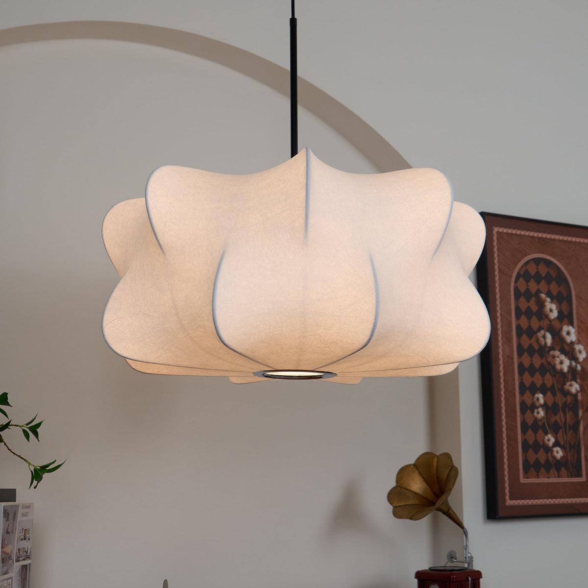Lámpara colgante de 3 luces Silk Cloud, blanca, 24 pulgadas, montaje en techo ajustable, E27, para comedor, sala de estar, cocina, luz de techo interior moderna | Thomler
