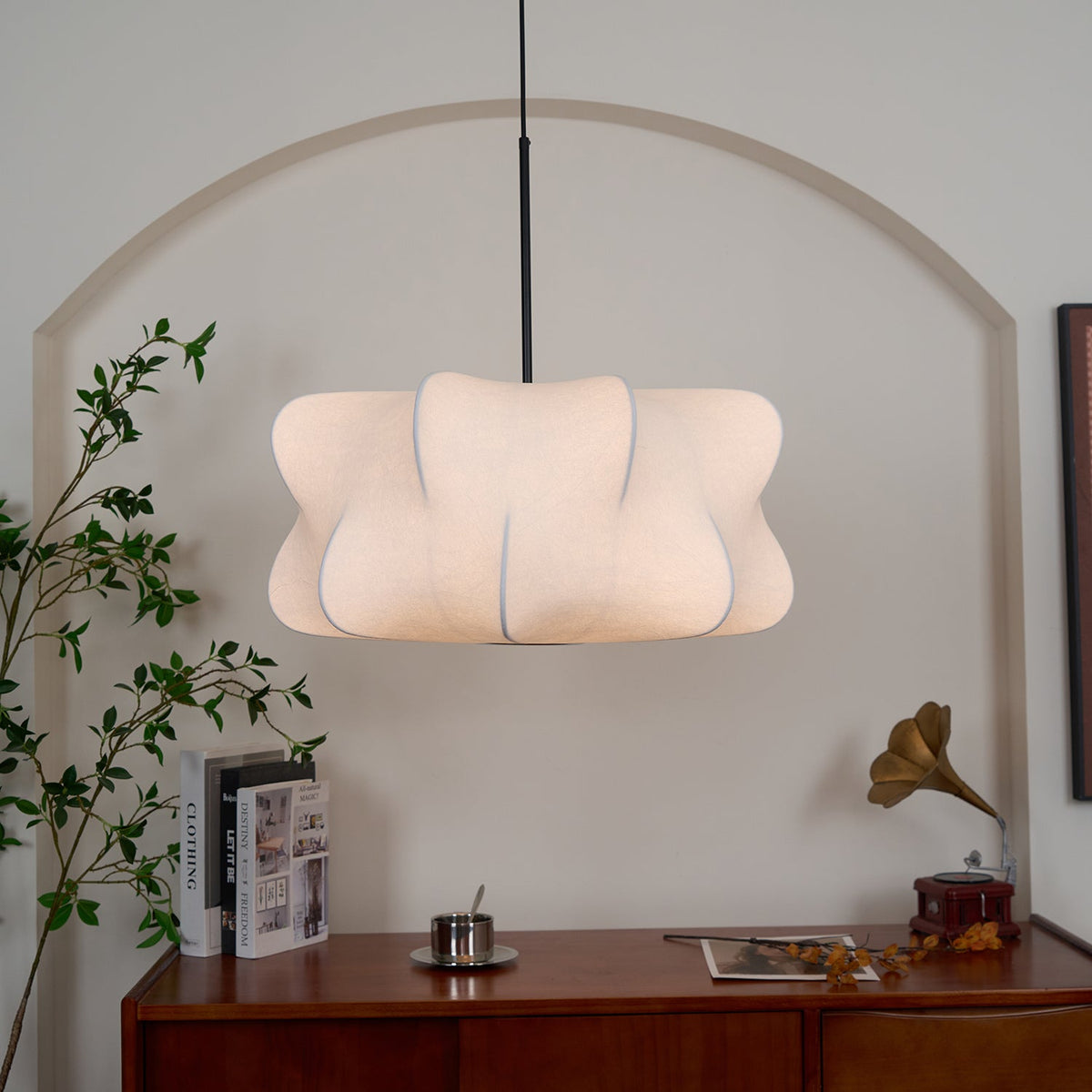 Lámpara colgante de 3 luces Silk Cloud, blanca, 24 pulgadas, montaje en techo ajustable, E27, para comedor, sala de estar, cocina, luz de techo interior moderna | Thomler