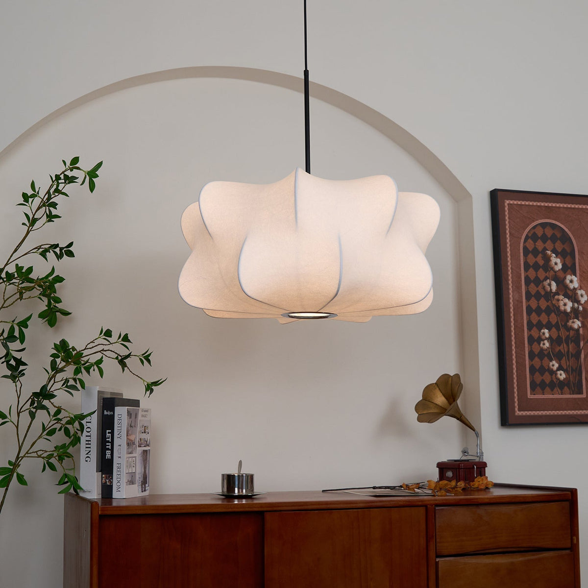 Lámpara colgante de 3 luces Silk Cloud, blanca, 24 pulgadas, montaje en techo ajustable, E27, para comedor, sala de estar, cocina, luz de techo interior moderna | Thomler