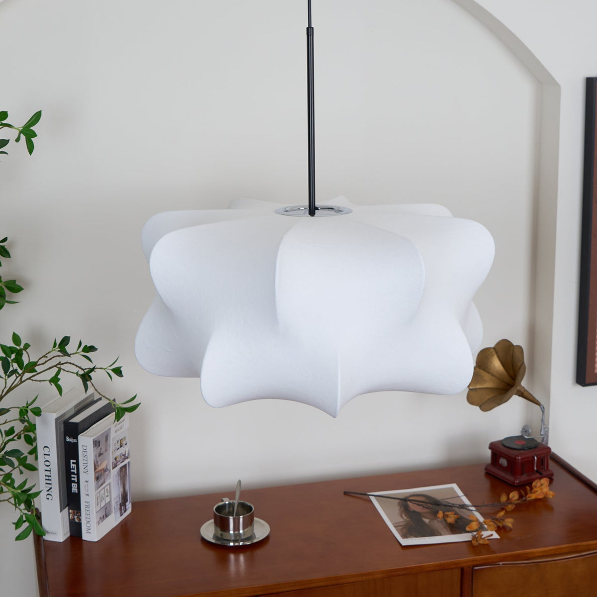 Lámpara colgante de 3 luces Silk Cloud, blanca, 24 pulgadas, montaje en techo ajustable, E27, para comedor, sala de estar, cocina, luz de techo interior moderna | Thomler