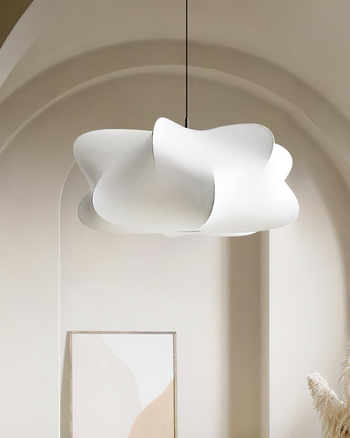 Lámpara colgante de 3 luces Silk Cloud, blanca, 24 pulgadas, montaje en techo ajustable, E27, para comedor, sala de estar, cocina, luz de techo interior moderna | Thomler