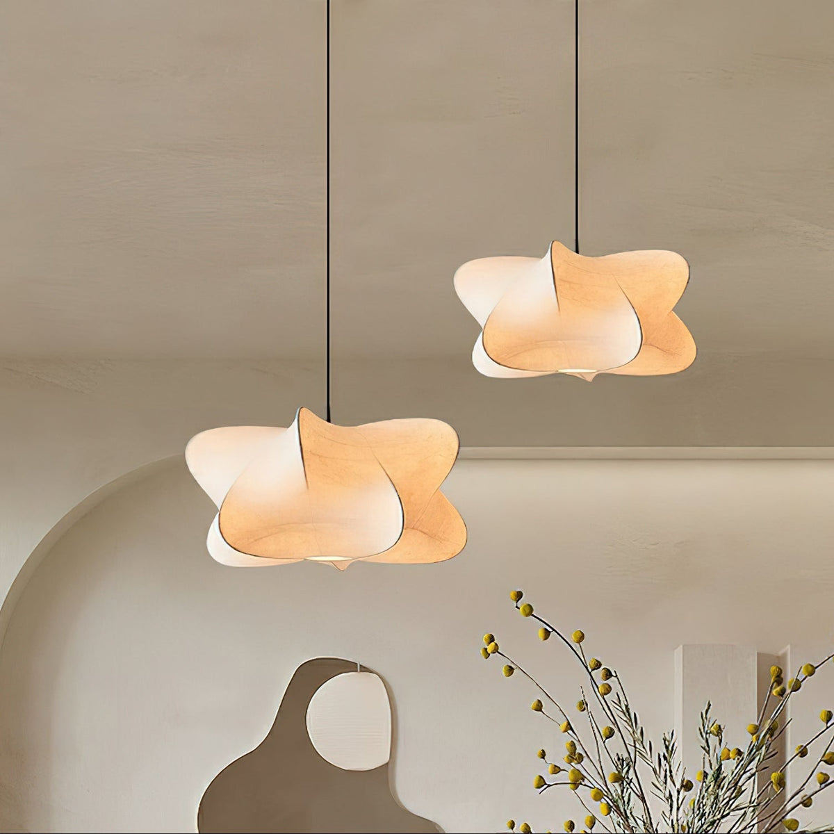 Lámpara colgante de 3 luces Silk Cloud, blanca, 24 pulgadas, montaje en techo ajustable, E27, para comedor, sala de estar, cocina, luz de techo interior moderna | Thomler