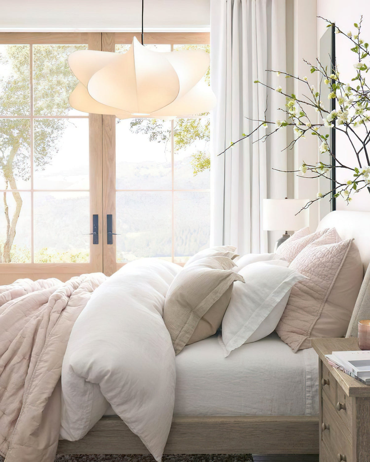 Lámpara colgante de 3 luces Silk Cloud, blanca, 24 pulgadas, montaje en techo ajustable, E27, para comedor, sala de estar, cocina, luz de techo interior moderna | Thomler