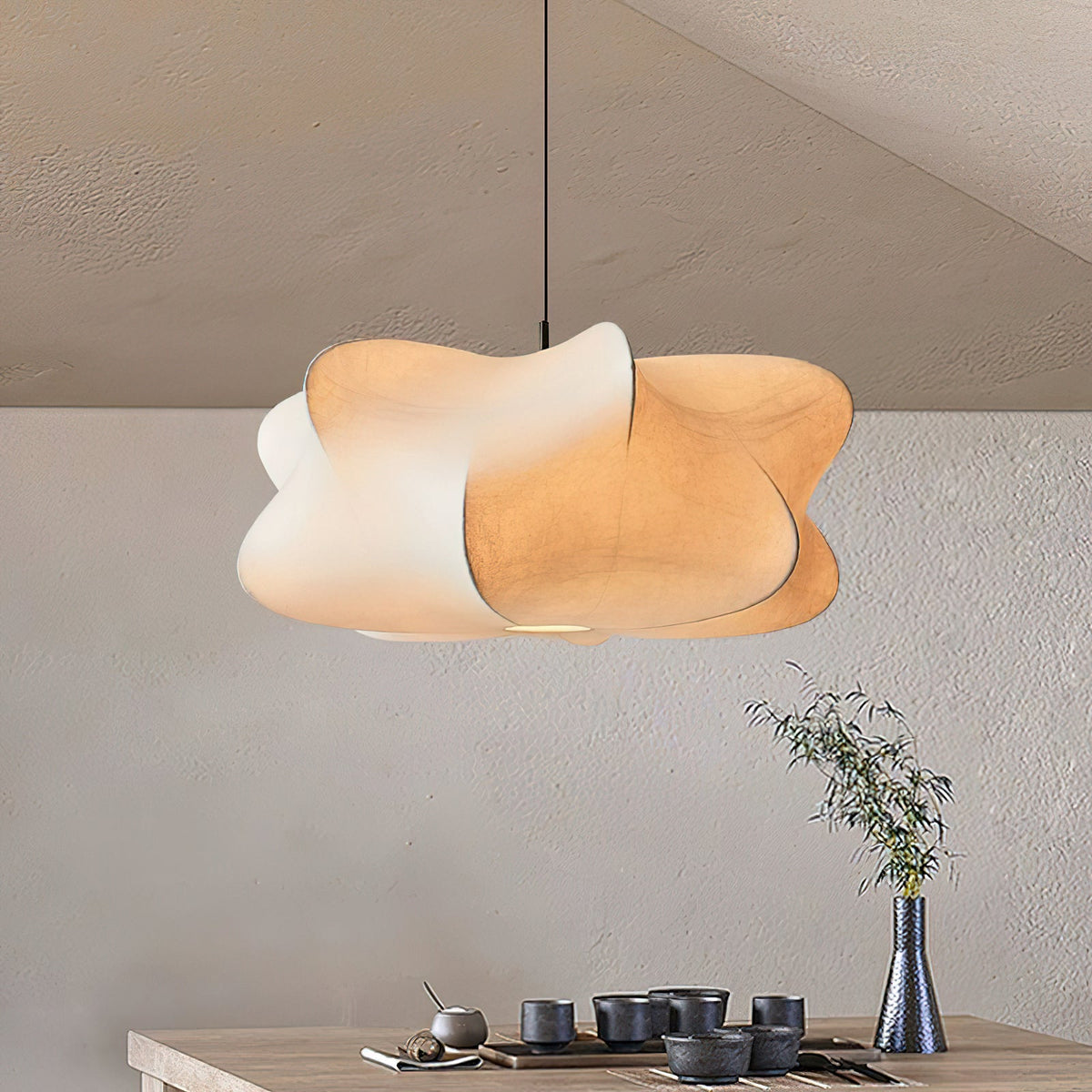 Lámpara colgante de 3 luces Silk Cloud, blanca, 24 pulgadas, montaje en techo ajustable, E27, para comedor, sala de estar, cocina, luz de techo interior moderna | Thomler