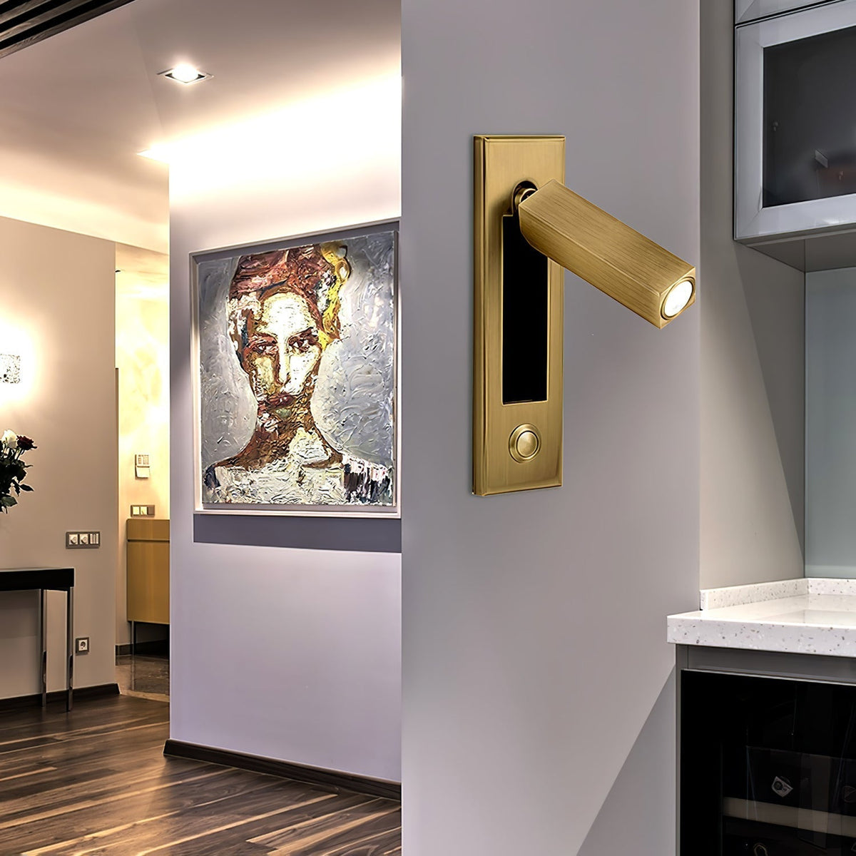 Lámpara de pared articulada de aluminio para lectura, estudio y cabecera