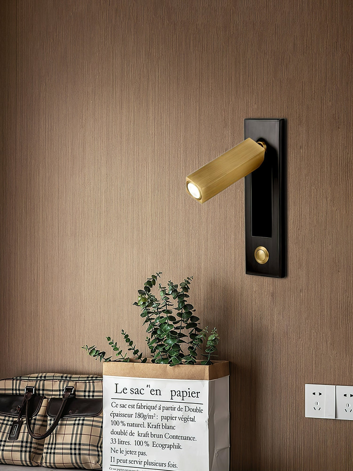 Lámpara de pared articulada de aluminio para lectura, estudio y cabecera